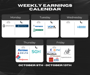 Weekly Earnings Calendar (October 9th - October 13th)